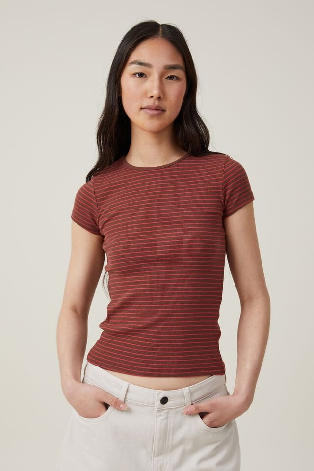 RYRJJ Womens Crewneck Short Sleeve Ribbed T-Shirt Slim Fit Tops