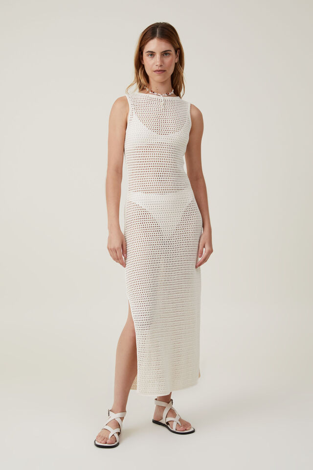 Corby Crochet Maxi Dress, ECRU