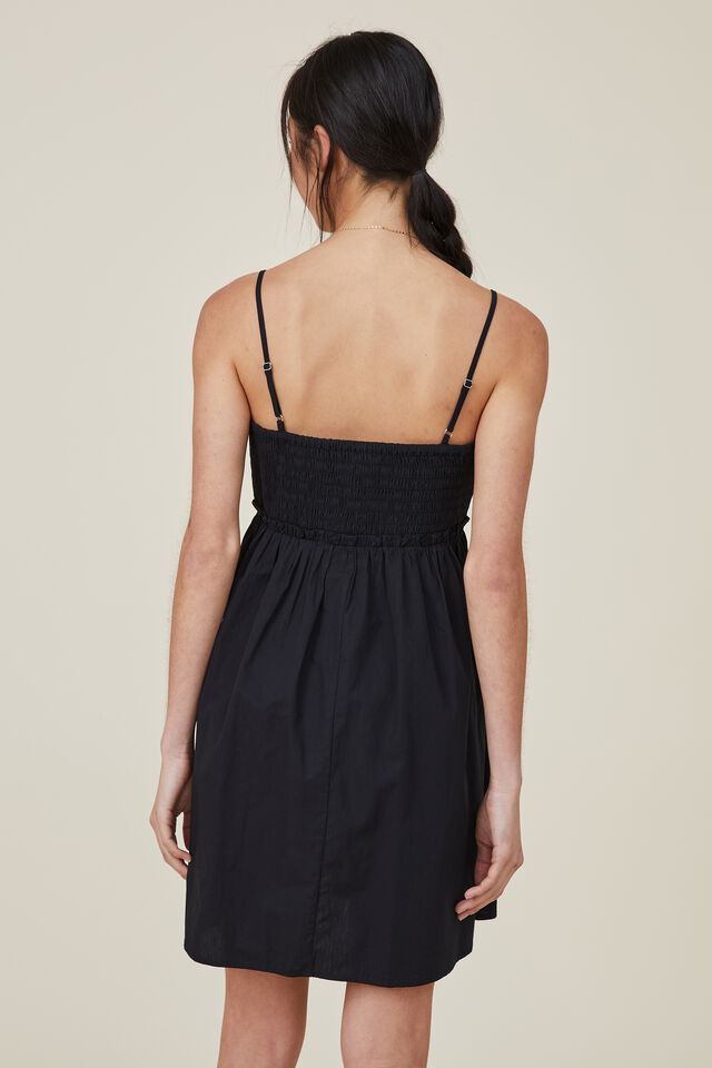 Piper Strappy Mini Dress, BLACK