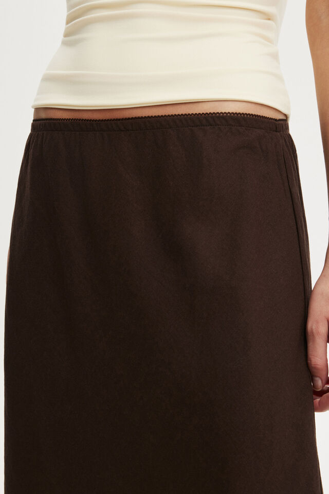 Haven Slip Midi Skirt, DARK OAK