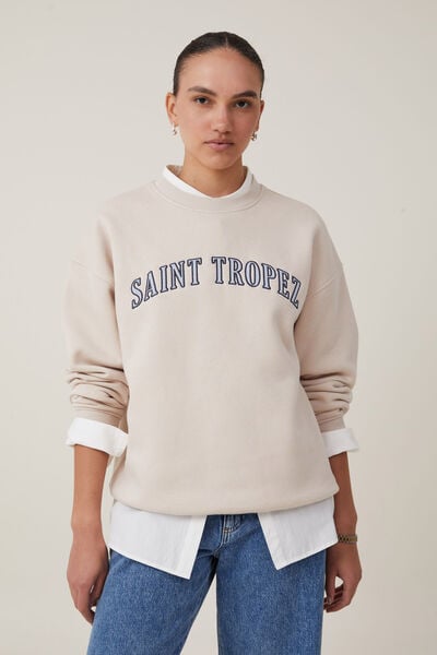 Classic Graphic Crew Sweatshirt, SAINT TROPEZ / STONE