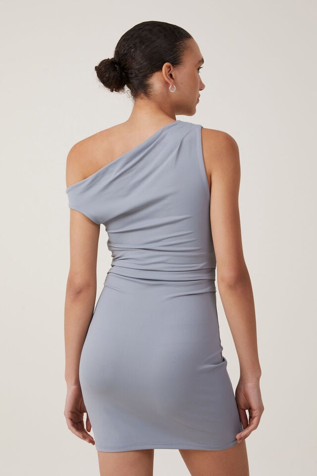 Luxe One Shoulder Mini Dress, MOONLIGHT GREY