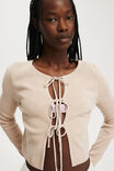 Essential Triple Tie Crew Cardigan, MID TAUPE - alternate image 4