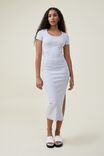 Vestido - Rib Short Sleeve Split Midi Dress, LIGHT GREY MARLE - vista alternativa 1