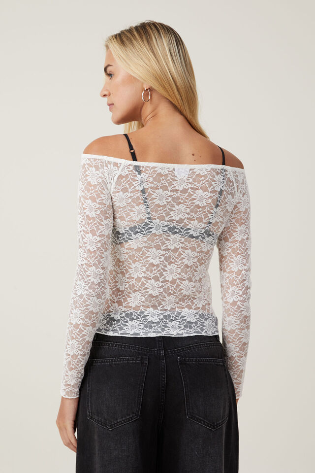 Shae Lace Off The Shoulder Long Sleeve, CREAM