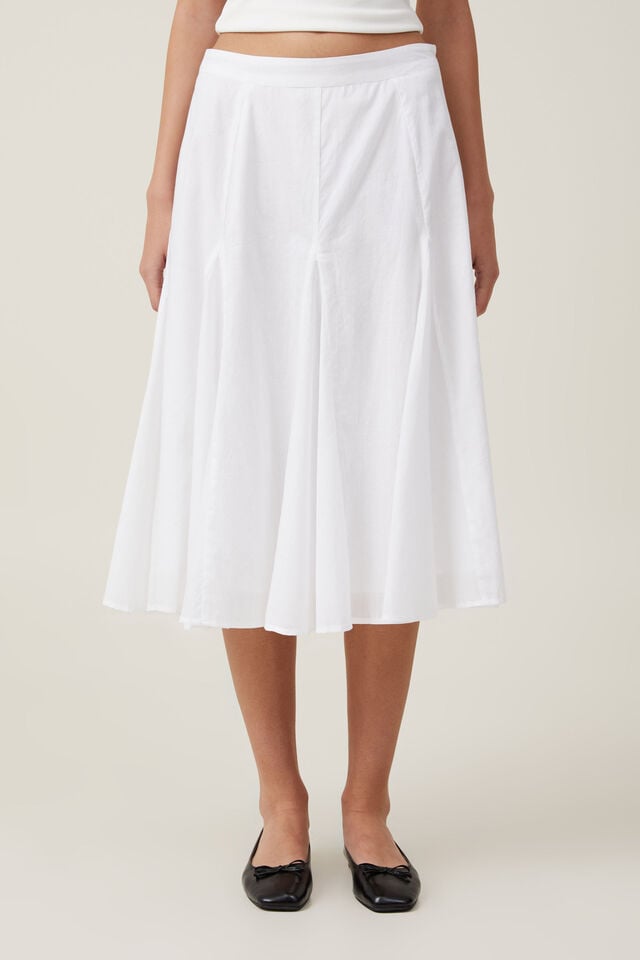 Margot Godet Midi Skirt, WHITE