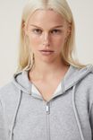 Classic Cropped Fitted Zip Through, GREY MARLE - alternate image 4