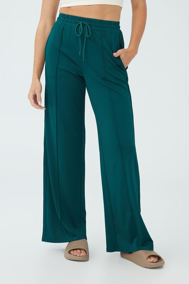 Wide Leg Stripe Trackpant, LUXE GREEN