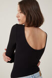 Macacão - Essential Rib Open Back Bodysuit, BLACK - vista alternativa 4