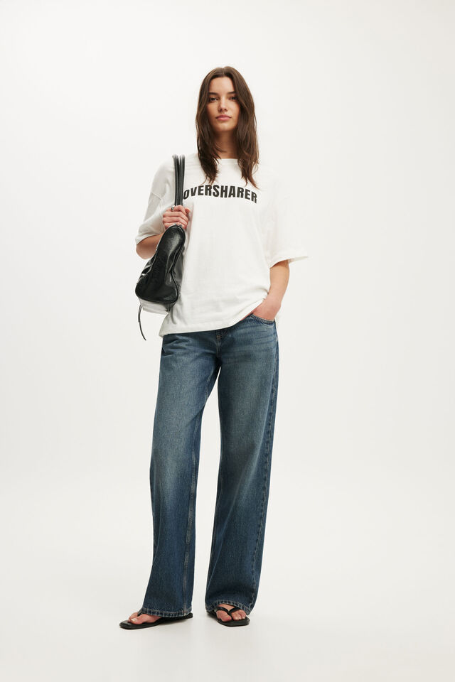 The Boxy Graphic Tee, OVERSHARER / VINTAGE WHITE