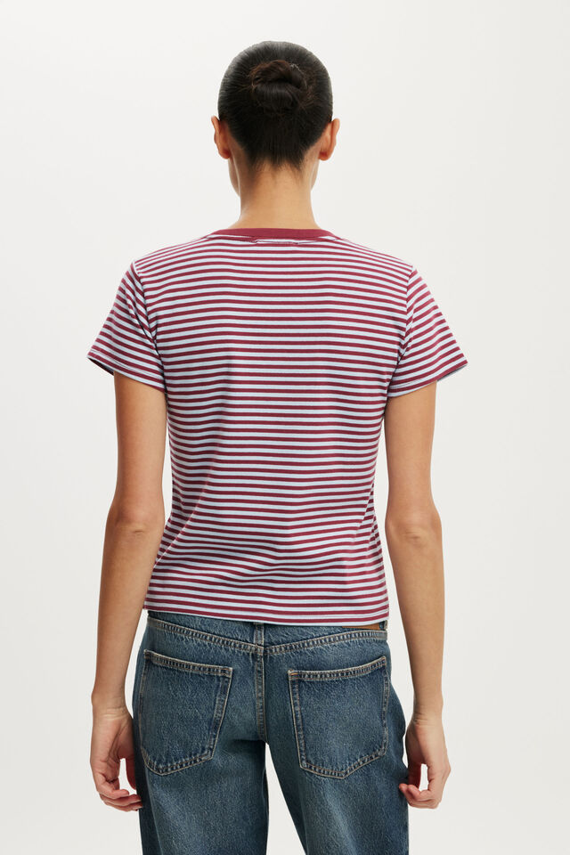 90S Baby Tee, MADI STRIPE CHERRYWOOD/ DUCK EGG BLUE