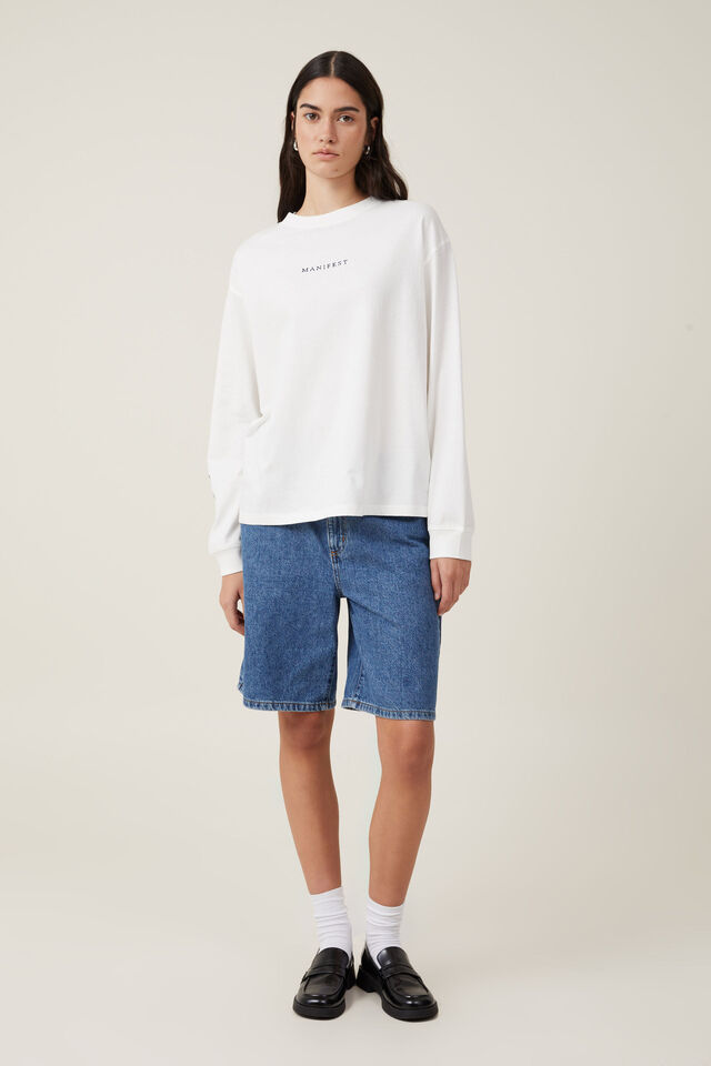 Camiseta - Oversized Graphic Long Sleeve, MANIFEST/VINTAGE WHITE