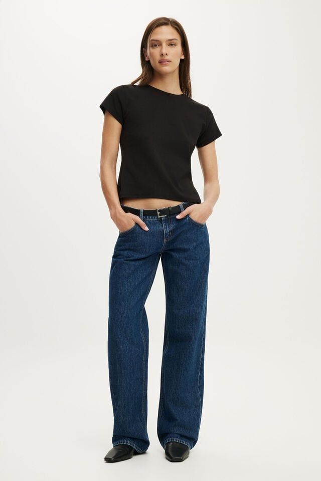 Low Rise Straight Jean, BAYSIDE BLUE