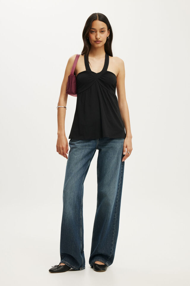 Reece Babydoll Halter, BLACK