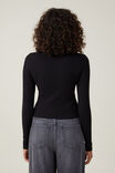 Camiseta - Sadie Lace Trim Long Sleeve Top, BLACK - vista alternativa 3