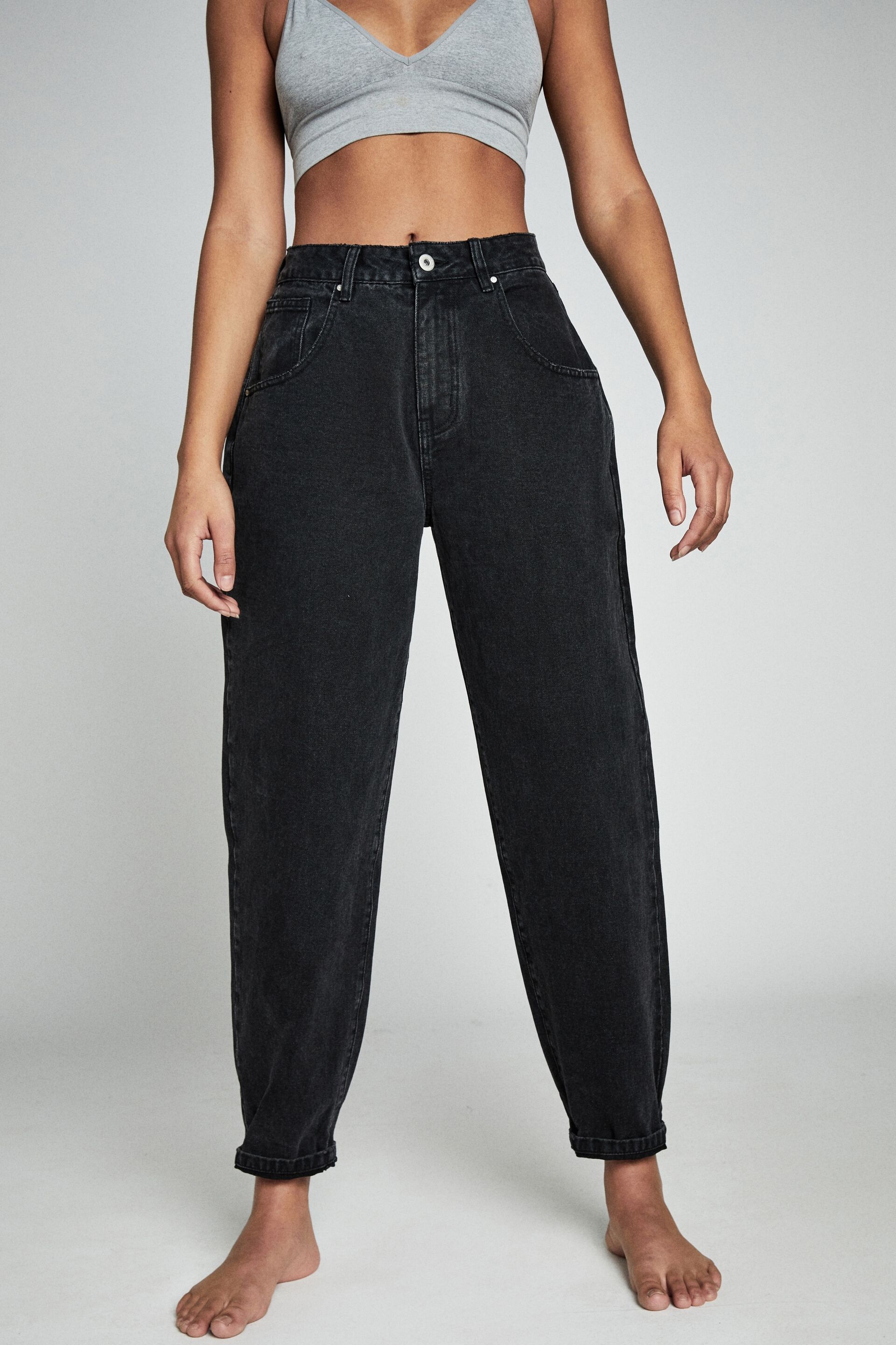 black faded mom jeans