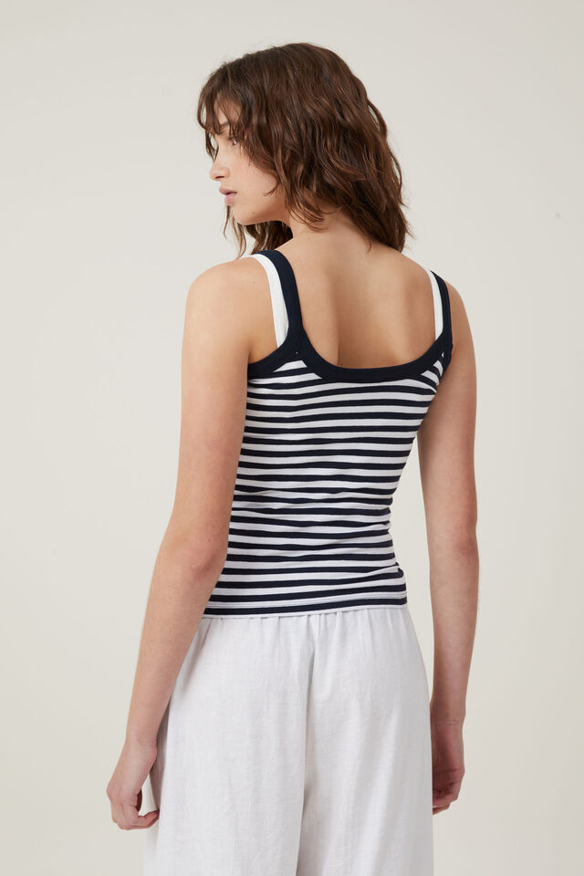 The One Basic Scoop Neck Cami, CARA STRIPE WHITE/INK NAVY