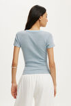 Blake Rib Henley Short Sleeve, LISA STRIPE SEASIDE BLUE/DARK OAK - example image 3