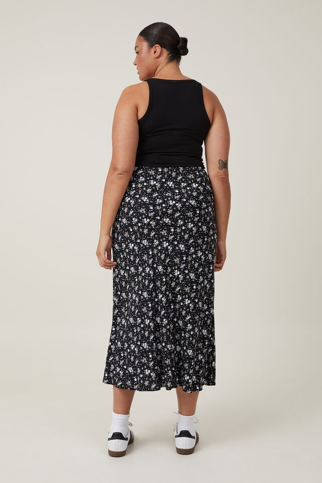 Bloom Maxi Slip Skirt, ELODIE DITSY BLACK