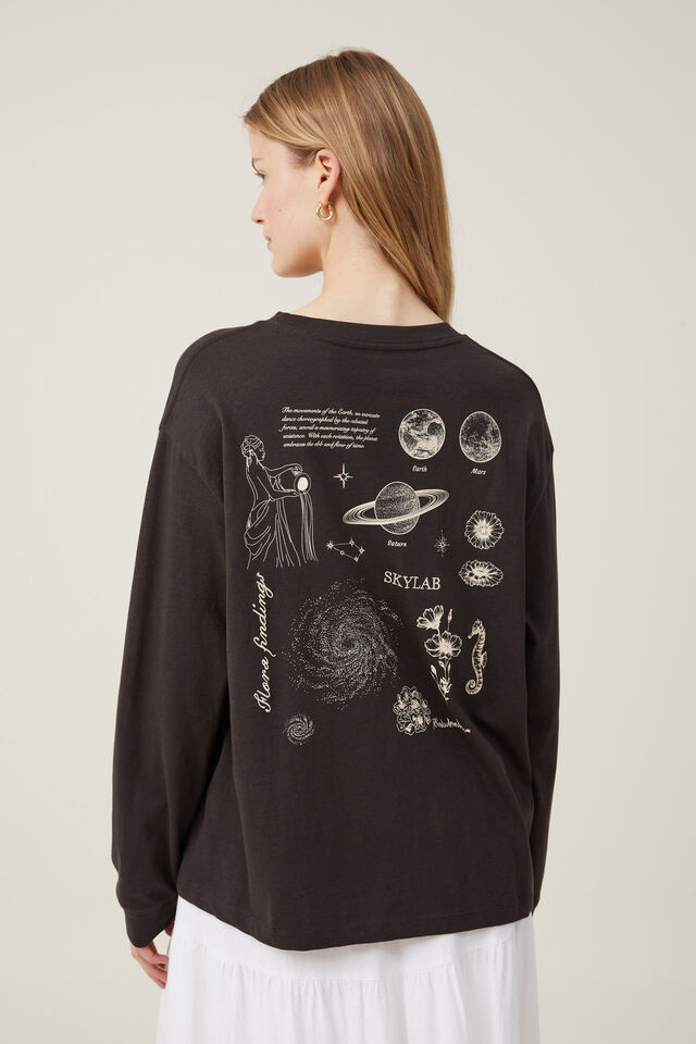 Camiseta - Oversized Graphic Long Sleeve, SKYLAB/WASHED BLACK