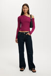 One Shoulder Henley Knit, DARK LOTUS - example image 2