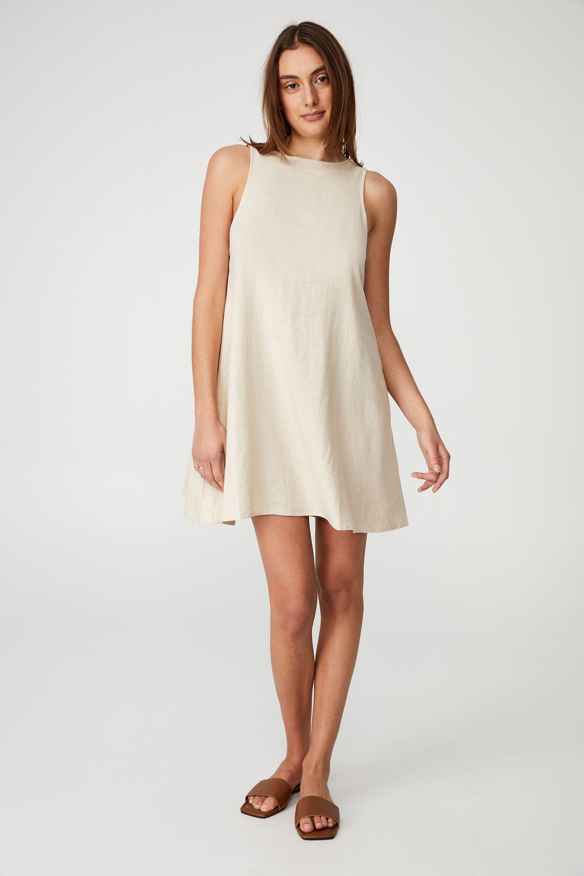 Women Dresses | Woven Sunset Mini Sleeveless Shift Dress - KP09057