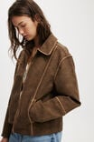 Gia Faux Leather Jacket, BROWN - alternate image 4