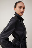 Brooklyn Faux Leather Trench Coat, BLACK - alternate image 4