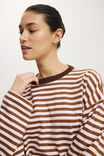 Boxy Long Sleeve Top, SOPHIE STRIPE BABYDOLL/WALNUT - example image 4