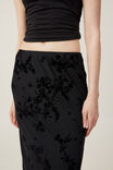 Flocking Slip Maxi Skirt, BLACK - alternate image 3