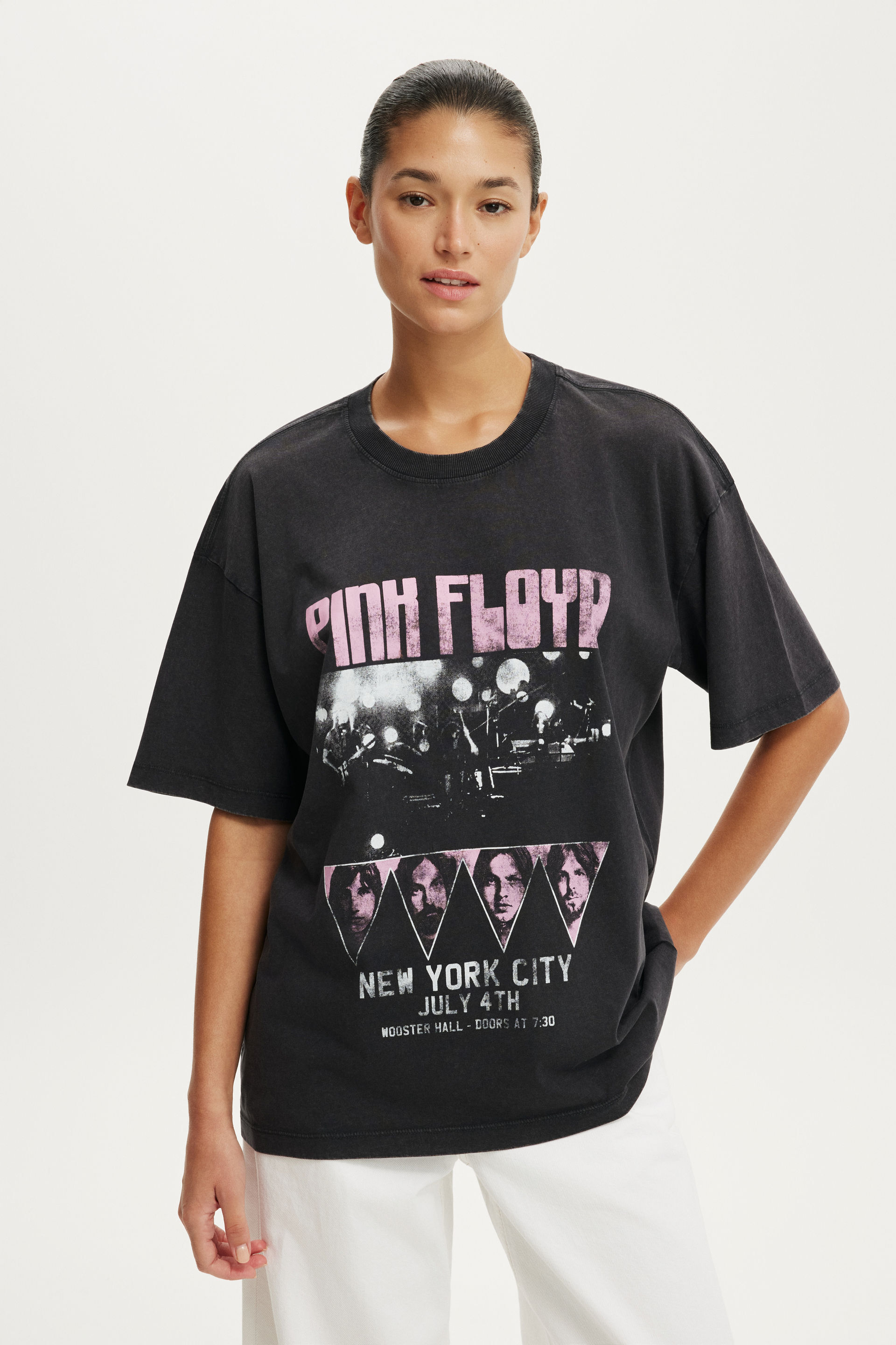 Women's Black Pink Floyd Music Boxy Graphic Tee | Cotton On United