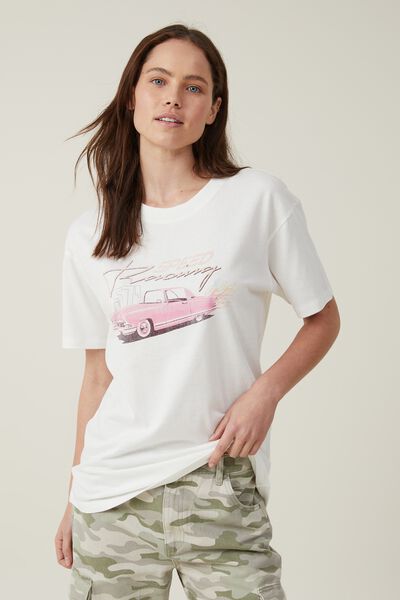 The Oversized Graphic Tee, SPEED RACING 57/VINTAGE WHITE