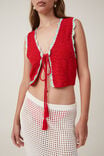 Valenzia Tie Front Vest, FIREY RED MULTI - alternate image 4