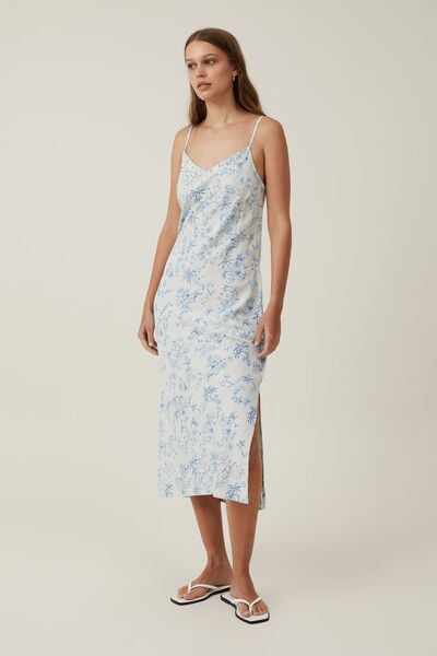 Haven Slip Midi Dress, TROPICAL PRINT BLUE