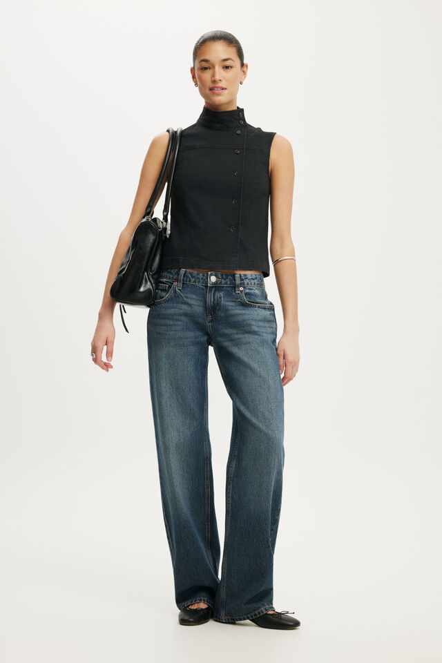 Frankie Funnel Neck, BLACK