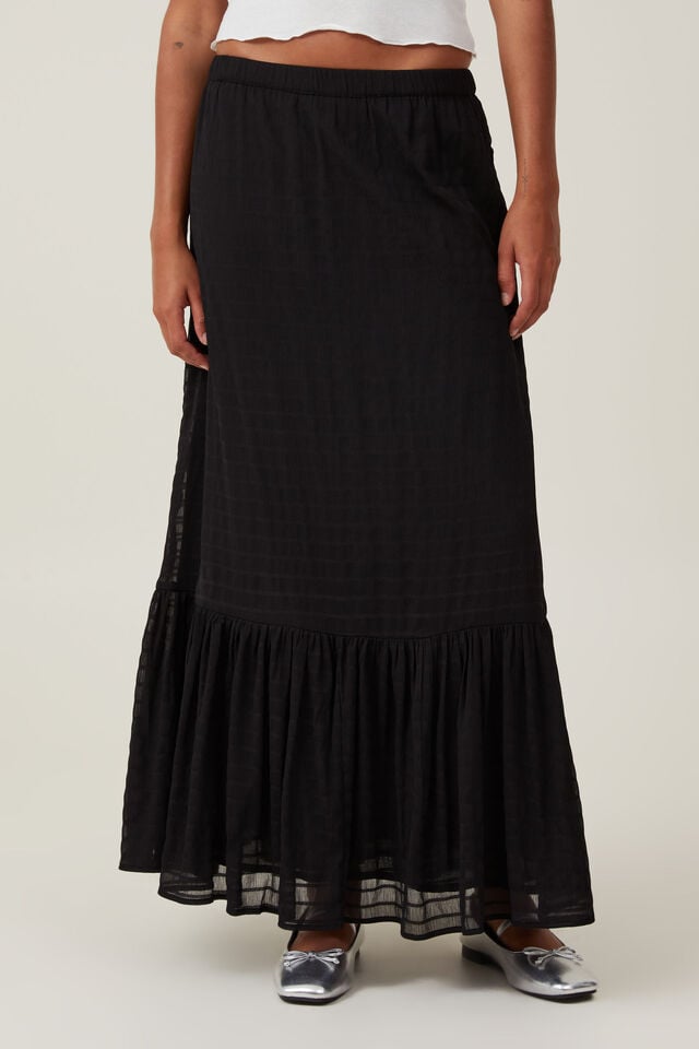 Lennie Tiered Maxi Skirt, BLACK