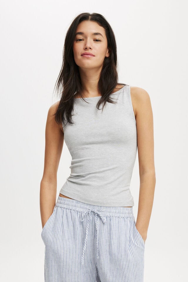 All Day Boat Neck Tank, GREY MARLE
