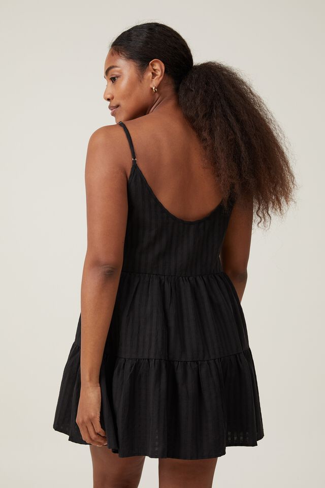 Summer Tiered Mini Dress, BLACK