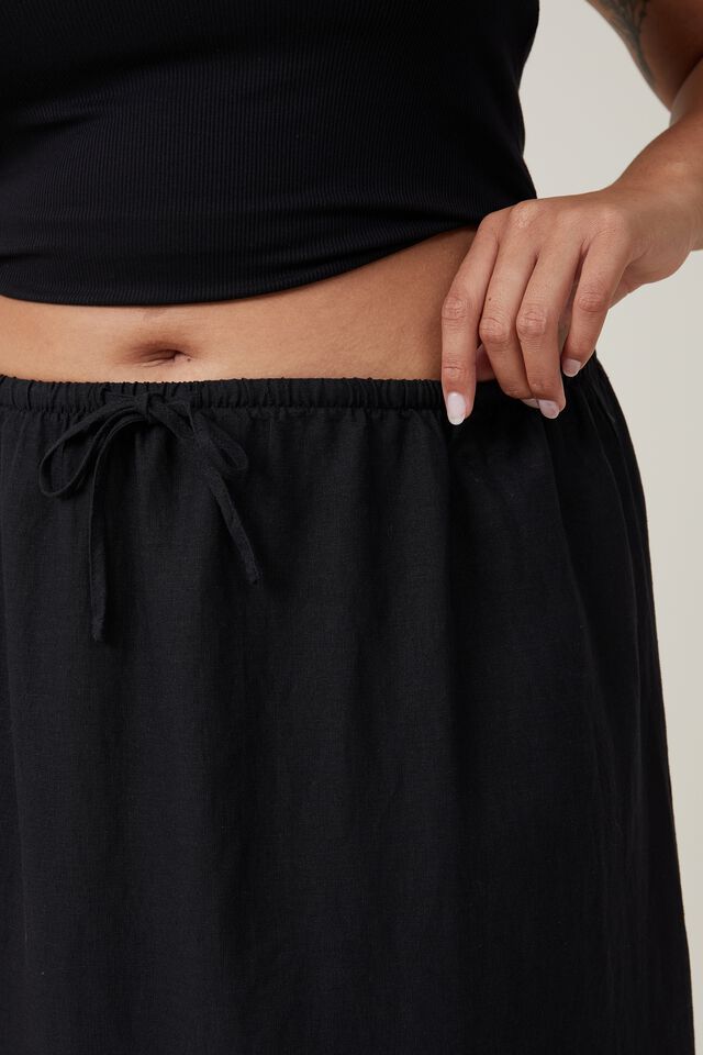 Haven Maxi Slip Skirt, BLACK