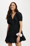 Pippa Puff Sleeve Mini Dress, BLACK - alternate image 1