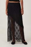 Lace Panel Maxi Skirt, BLACK - alternate image 4
