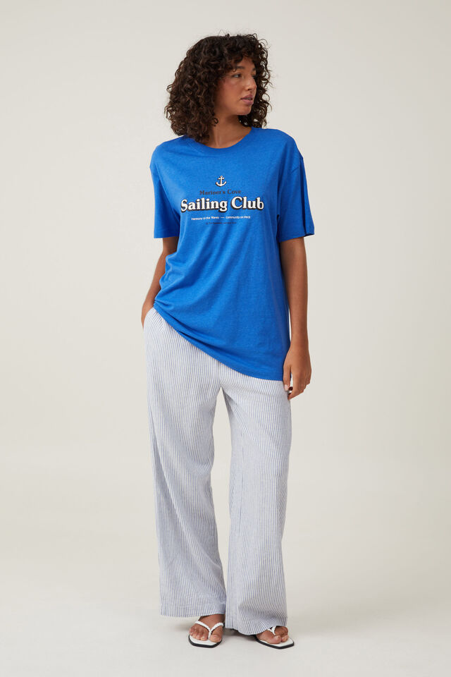 The Oversized Graphic Tee, SAILING CLUB/PACIFIC BLUE