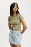 Heidi Picot Trim Short Sleeve Top, ARTICHOKE - alternate image 1