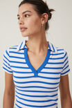 Jasmine Polo Short Sleeve Top, RETRO SPORT STRIPE PACIFIC BLUE - alternate image 4