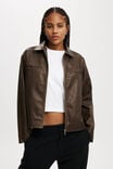 Ivy Faux Leather Jacket, WASHED BROWN - alternate image 1