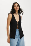 Slub Peekaboo Vest, BLACK - alternate image 1