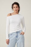 Gabby Off The Shoulder Long Sleeve Top, NATURAL WHITE - alternate image 1