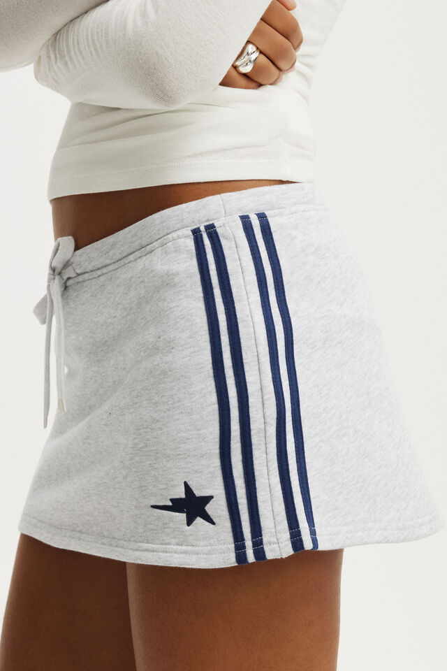 Fleece Mini Skort, SOFT GREY MARLE/STAR