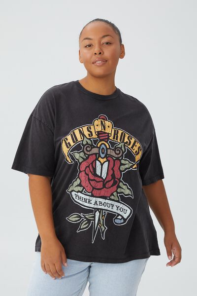 Curve Oversized License Graphic Tee, LCN BR GUNS N ROSES THINK ABOUT YOU/BLACK