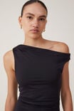 Luxe One Shoulder Mini Dress, BLACK - alternate image 4